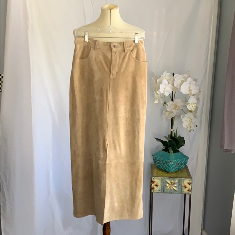 COPY - Eddie Bauer tan suede long skirt size 6